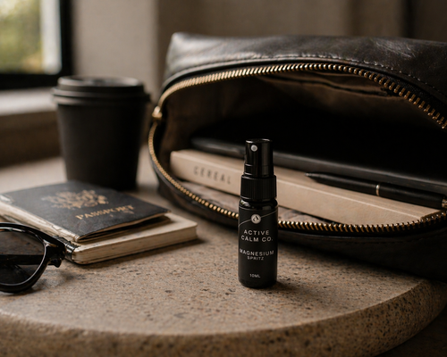 Active Calm Co 10ml Magnesium Spritz - travel dopp kit lifestyle
